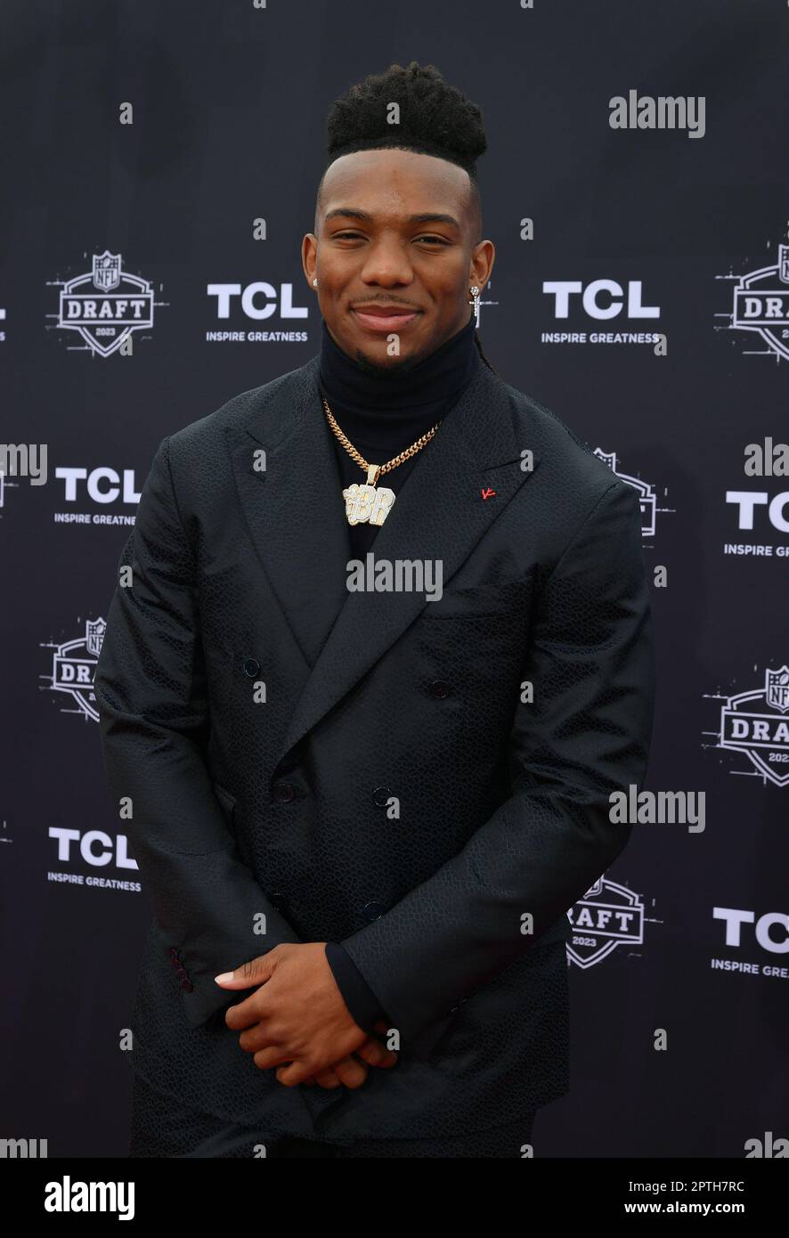 Bijan Robinson walks the red carpet of the 2023 NFL Draft at the