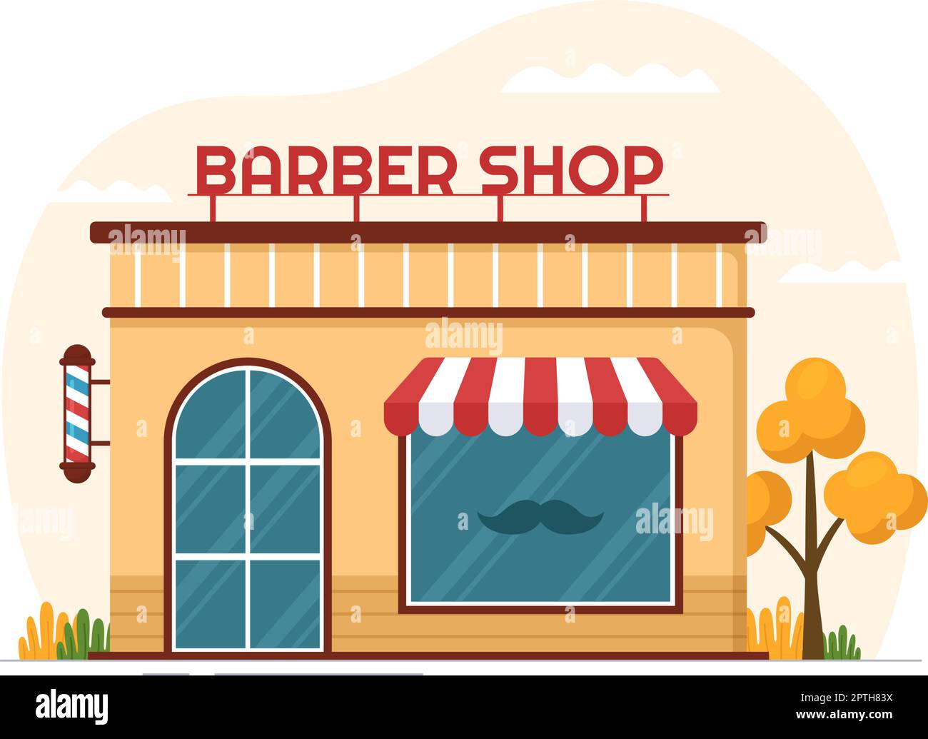 Barber Shop for Male or Female Clients Haircut with Mirrors, Desk and Hair Cutting Equipment in Flat Cartoon Hand Drawn Templates Illustration Stock Vector