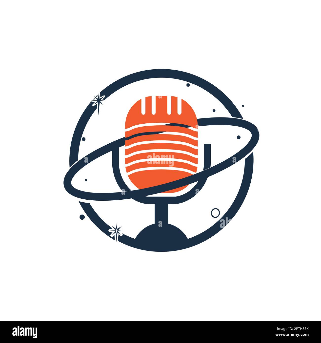 Podcast planet vector logo design. Creative space podcast logo design. Stock Vector
