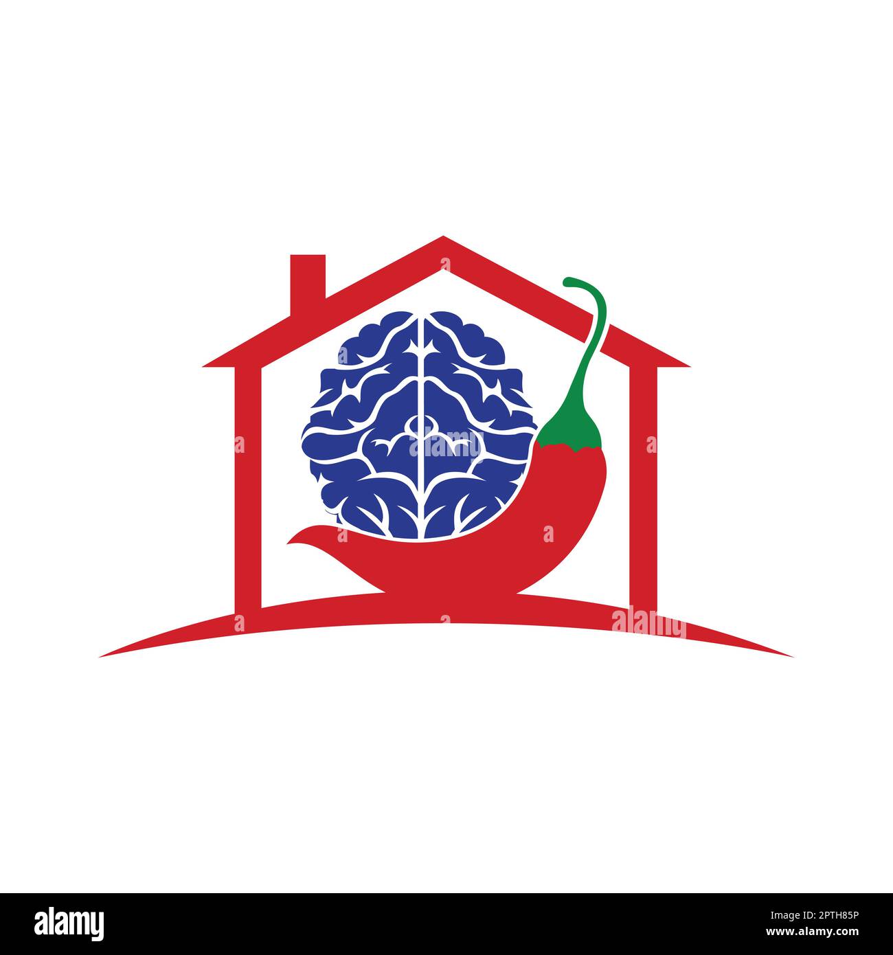Chili brain vector logo design template. Spicy intelligence logo design concept. Stock Vector