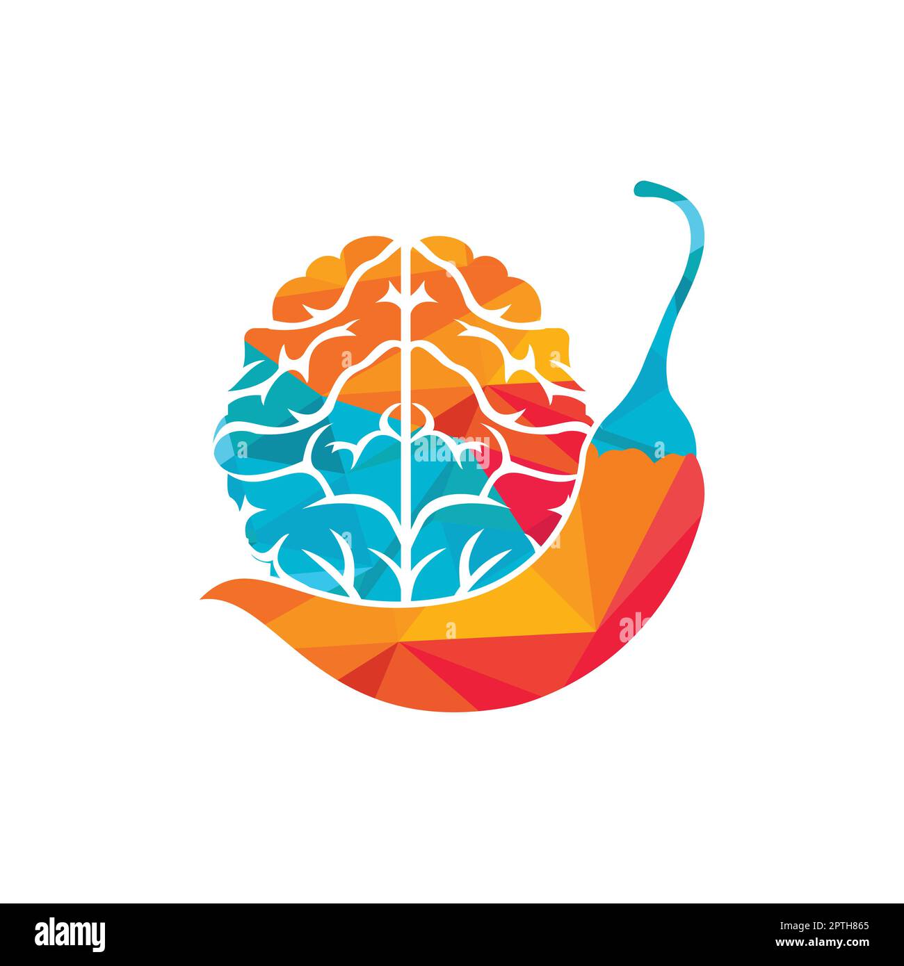 Chili brain vector logo design template. Spicy intelligence logo design concept. Stock Vector