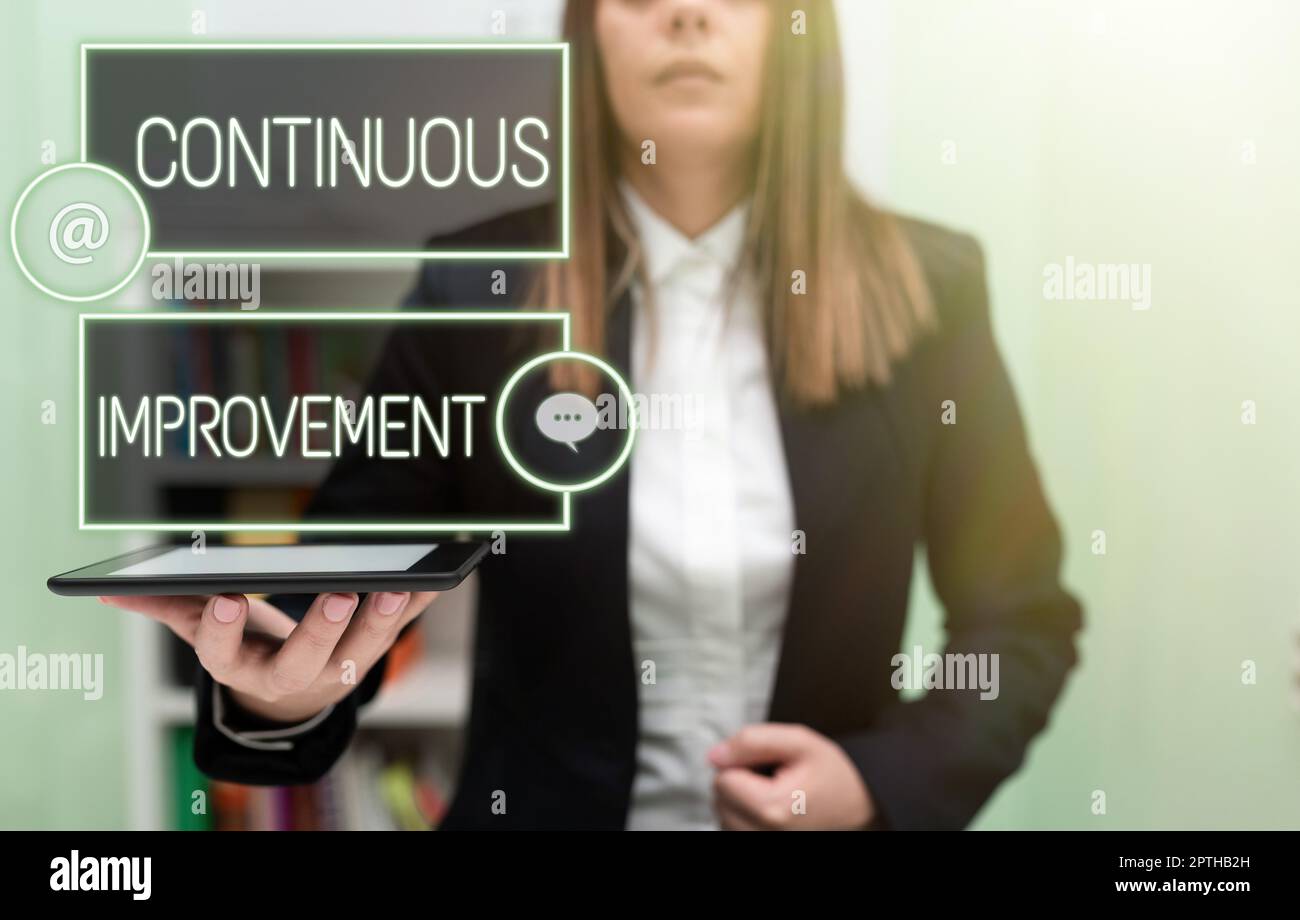 Handwriting text Continuous Improvement, Concept meaning Ongoing Effort to Advance Never ending changes Stock Photo