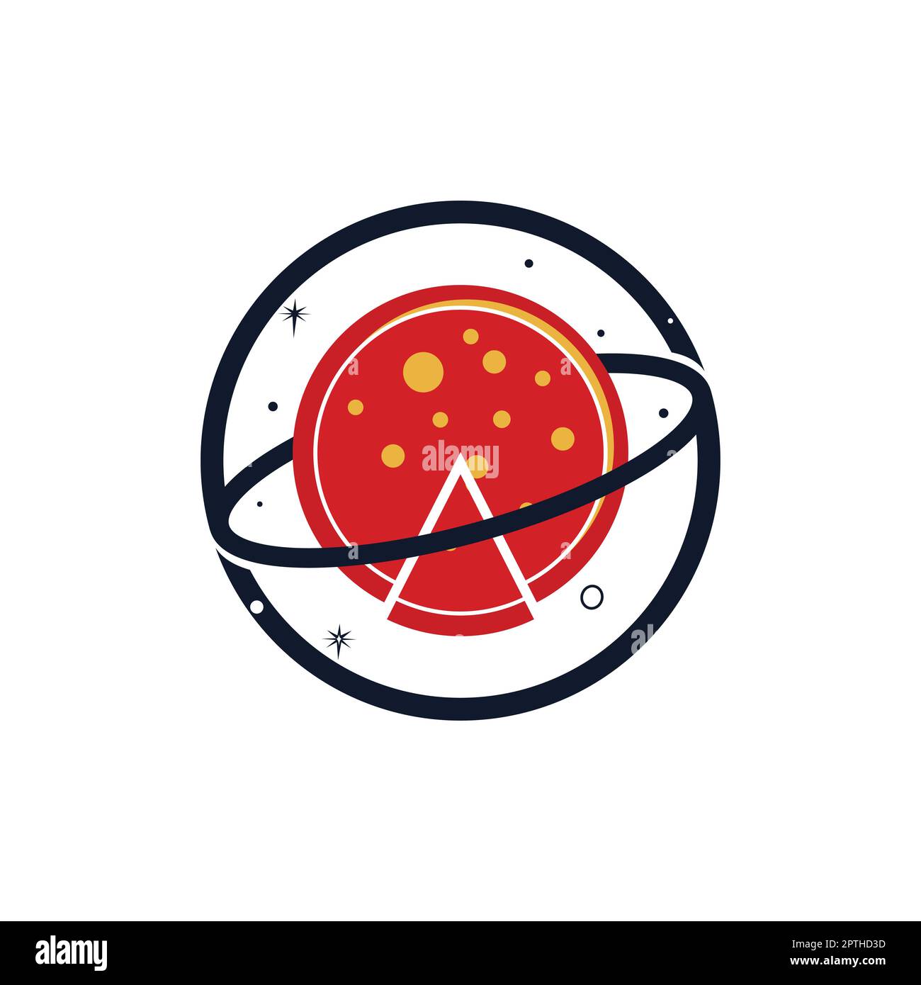 Planet pizza vector logo design template. Space pizza logo concept. Stock Vector