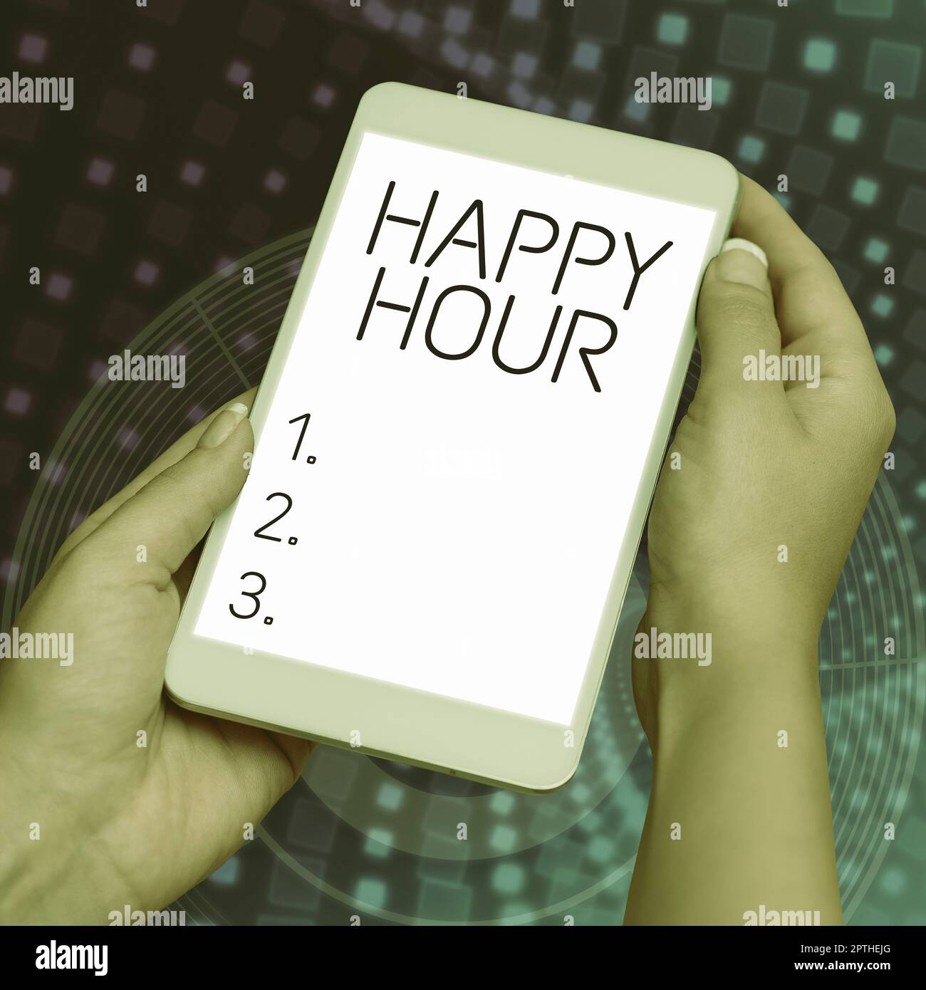 Conceptual display Happy Hour, Business idea Spending time for activities that makes you relax for a while Stock Photo