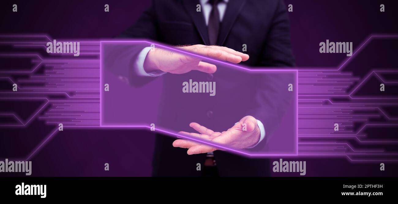 Business Man Presenting New Futuristic Technologies. Stock Photo