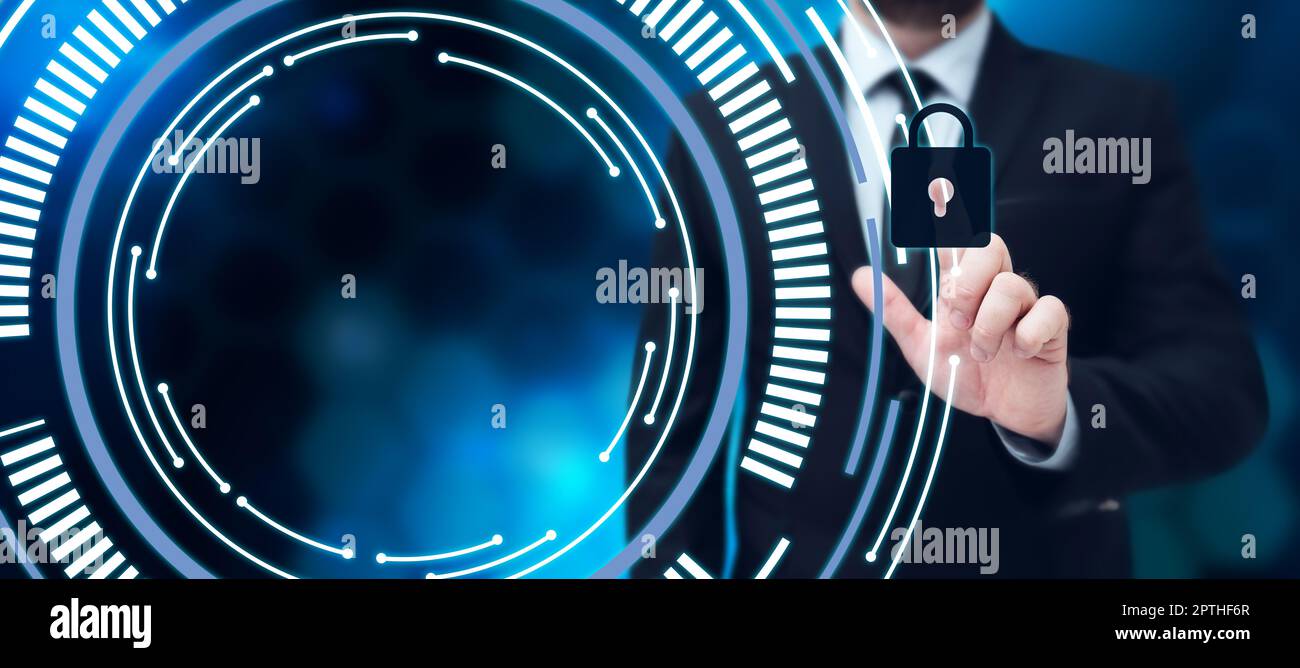 Business Man Presenting New Futuristic Technologies. Stock Photo