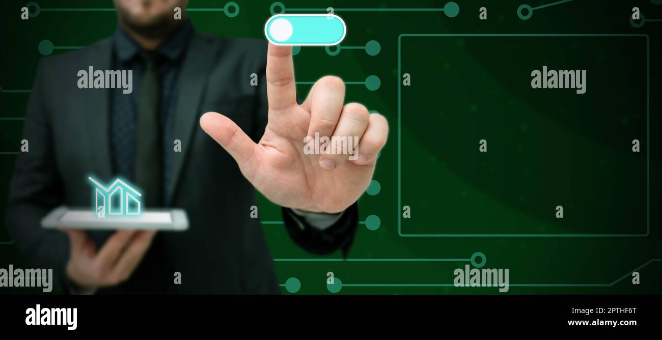 Business Man Presenting New Futuristic Technologies. Stock Photo