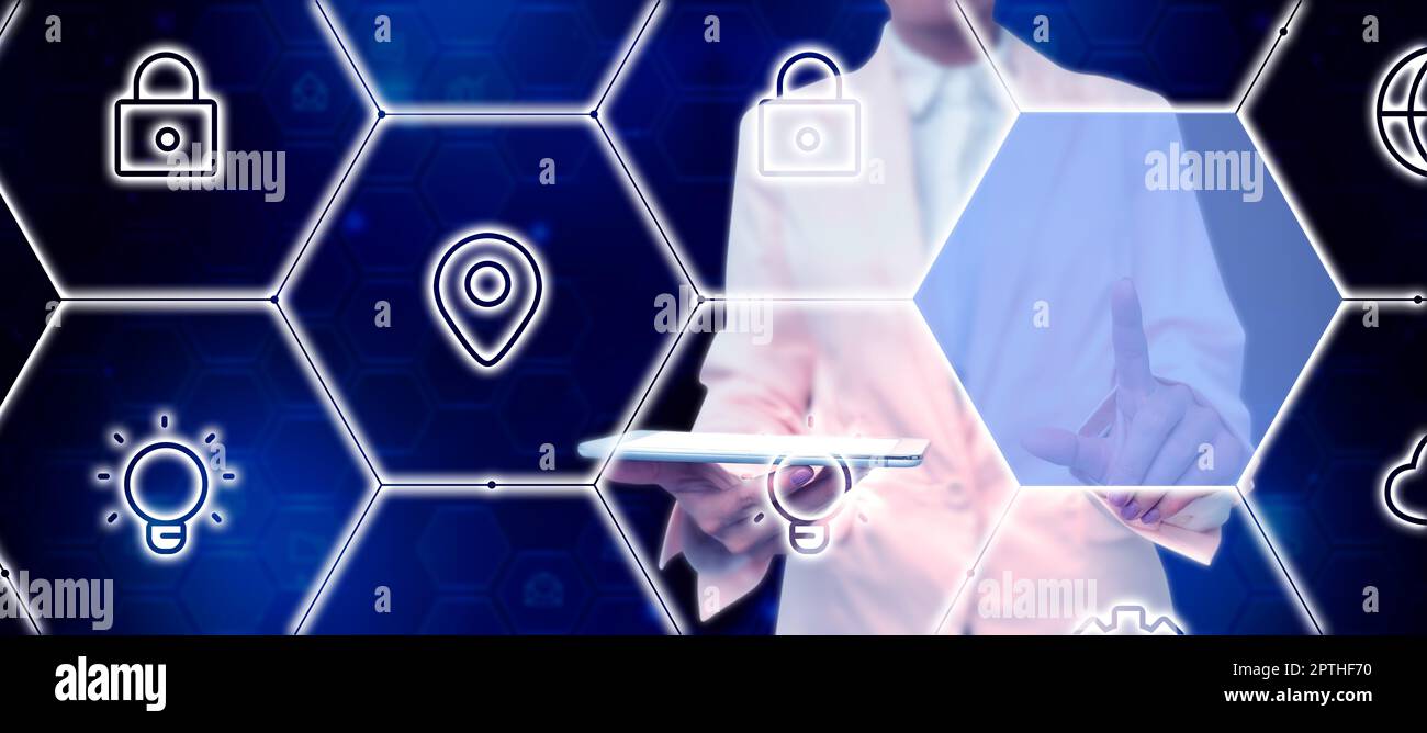 Business Man Presenting New Futuristic Technologies. Stock Photo