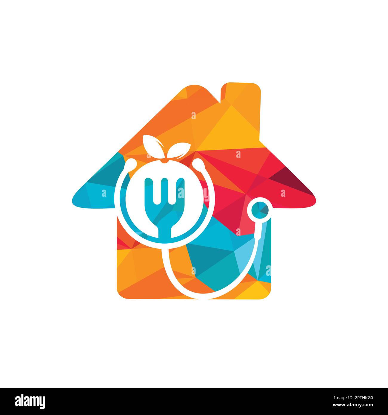 Medical food vector logo design template. Stethoscope and healthy food