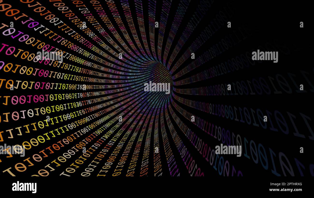 Driving Through Binary Data Tunnel Stock Photo