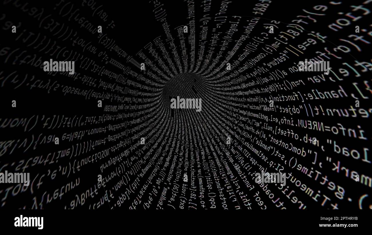 Driving Through Code Data Tunnel Stock Photo