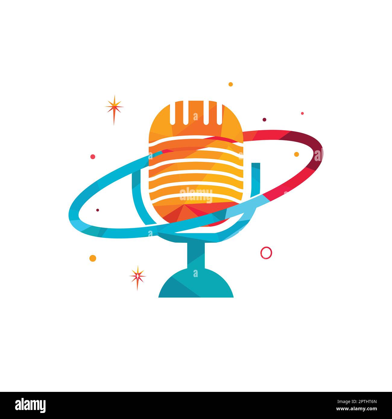 Podcast planet vector logo design. Creative space podcast logo design. Stock Vector