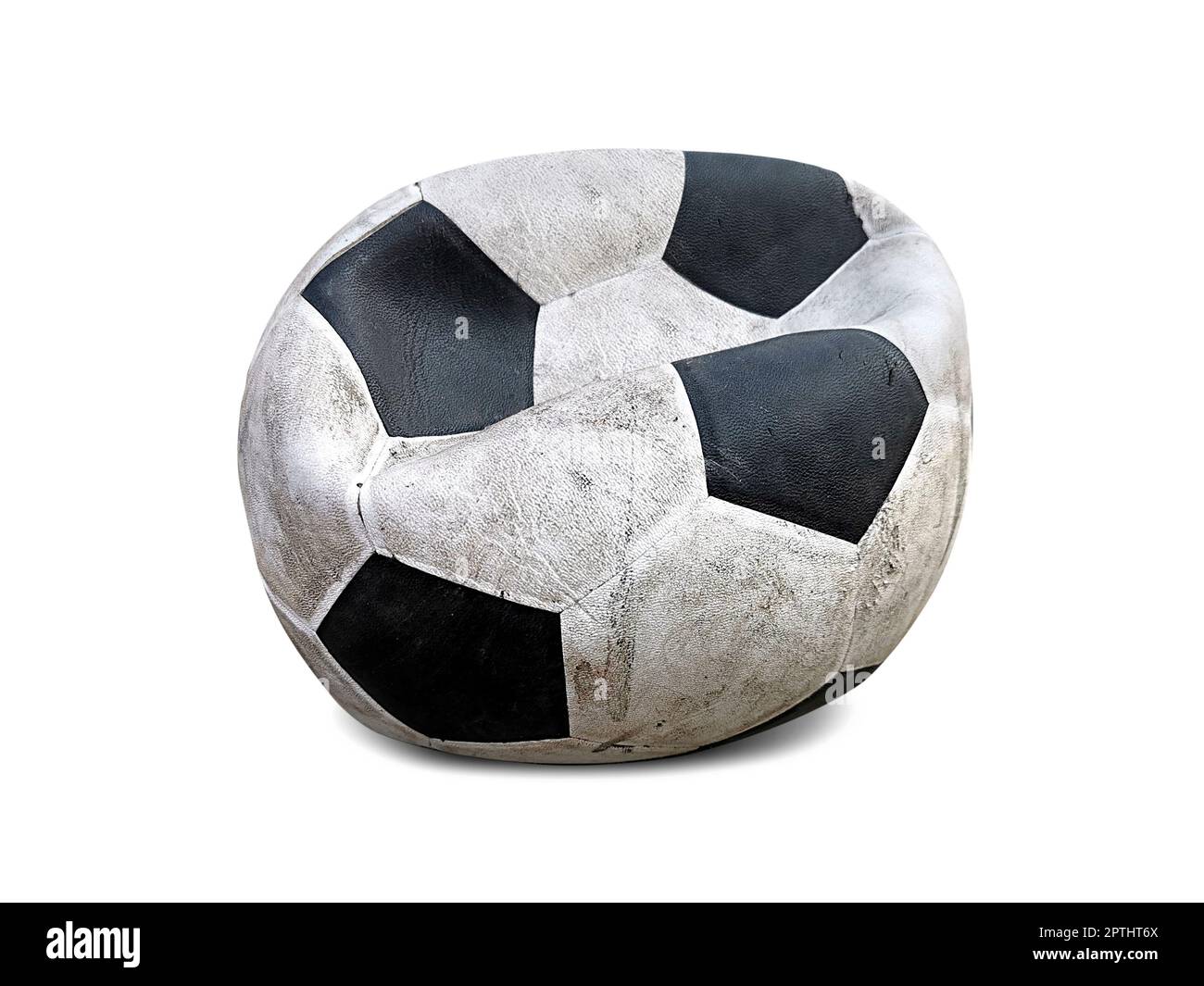 old deflated soccer ball isolated on white Stock Photo Alamy