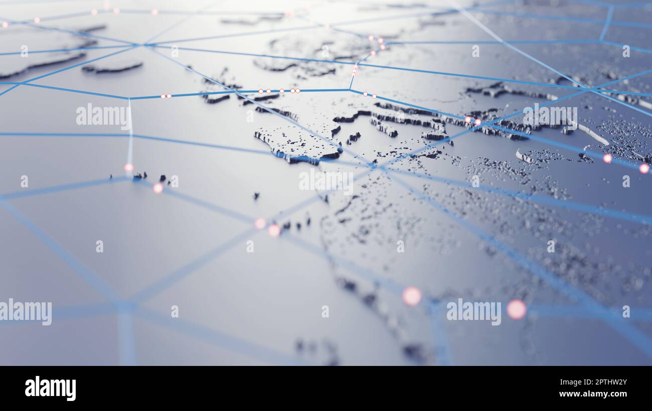 Global connection concept. Planet earth network sphere. 3d rendering ...