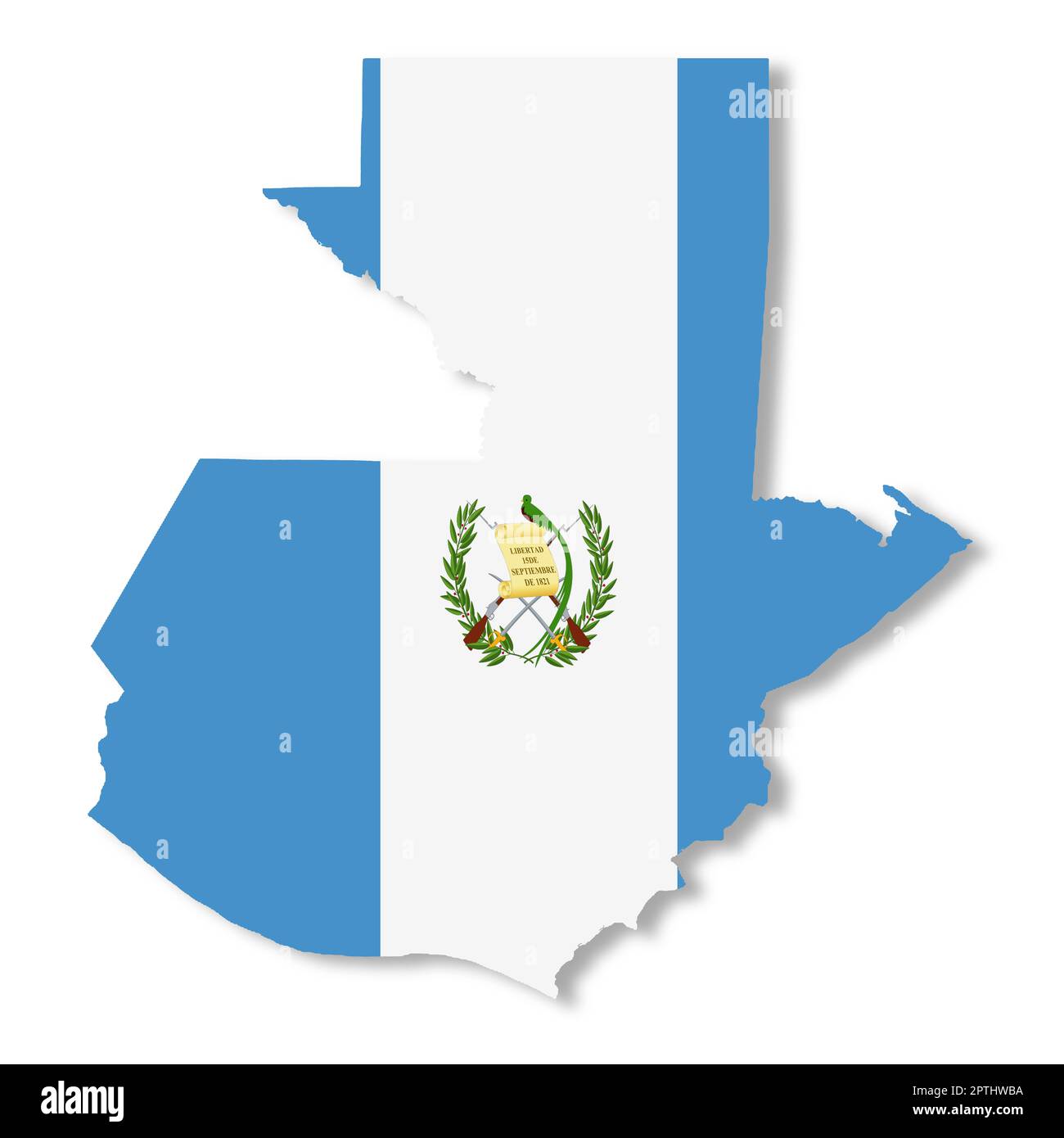 A Guatemala map on white background with clipping path to remove shadow 3d illustration Stock