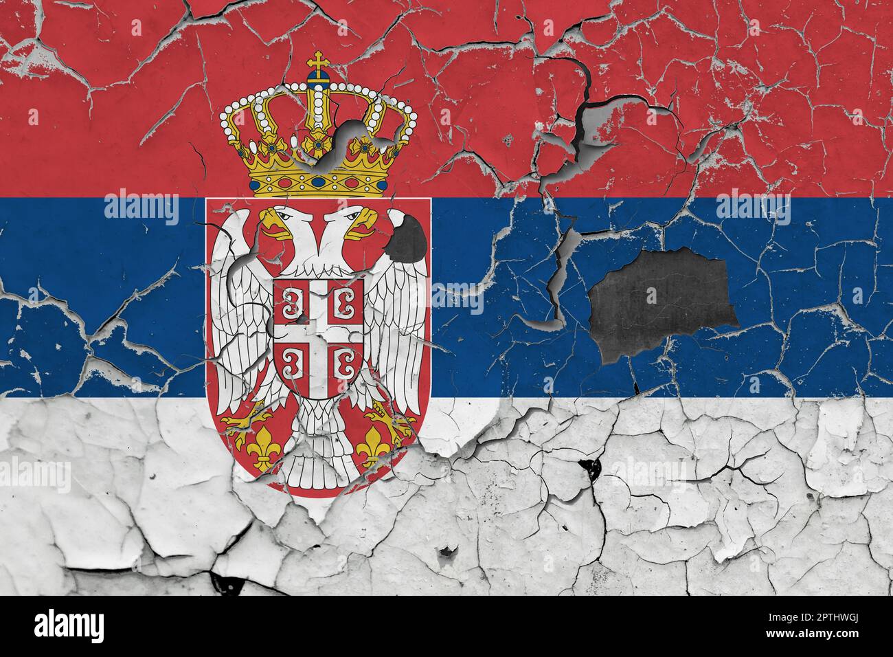 3D Flag of Serbia on an old stone wall background Stock Photo - Alamy