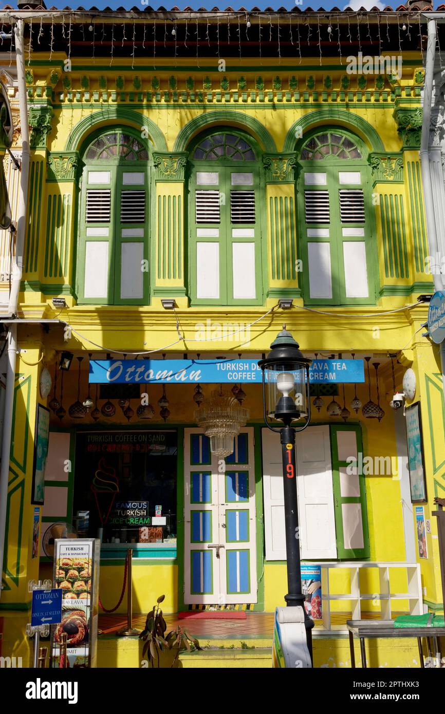 'Ottoman Turkish Delights', a Turkish bakery/confectionary in Bussorah St, Kampong Glam, Singapore, located in a Perankan-style trad. shop house Stock Photo
