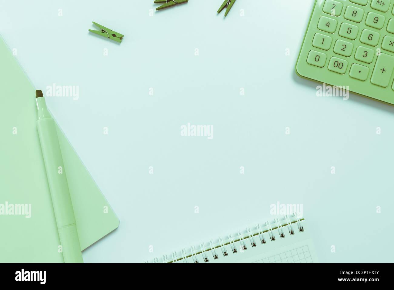 Multiple Assorted Collection Office Stationery Photo Placed Over Table Stock Photo