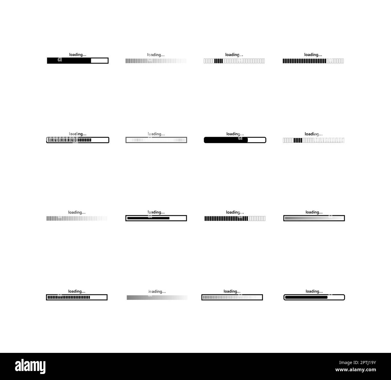 Network 16 pcs. download status bar, download progress on white