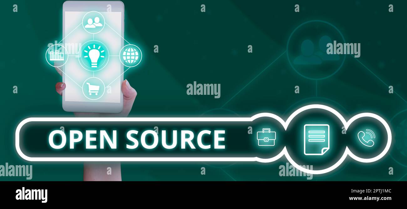 Text sign showing Open Source, Concept meaning contains the source code that can be modified and enhanced Stock Photo