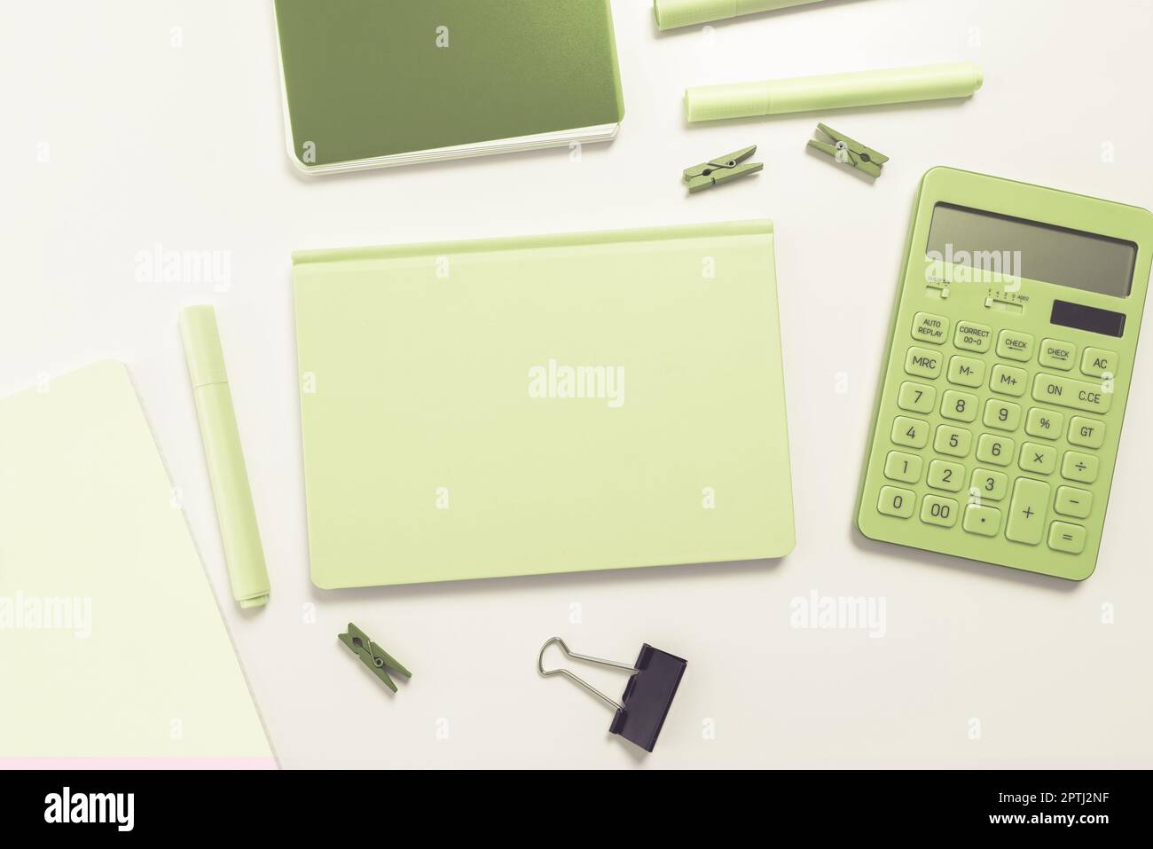 Multiple Assorted Collection Office Stationery Photo Placed Over Table Stock Photo