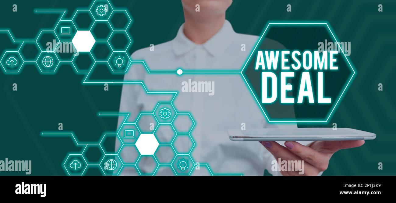 Handwriting text Awesome Deal, Business approach impressive agreement ...