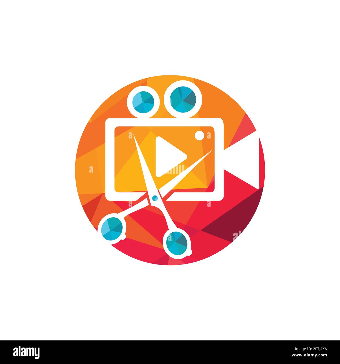 Movie film editor vector logo design. Video editing logo concept Stock