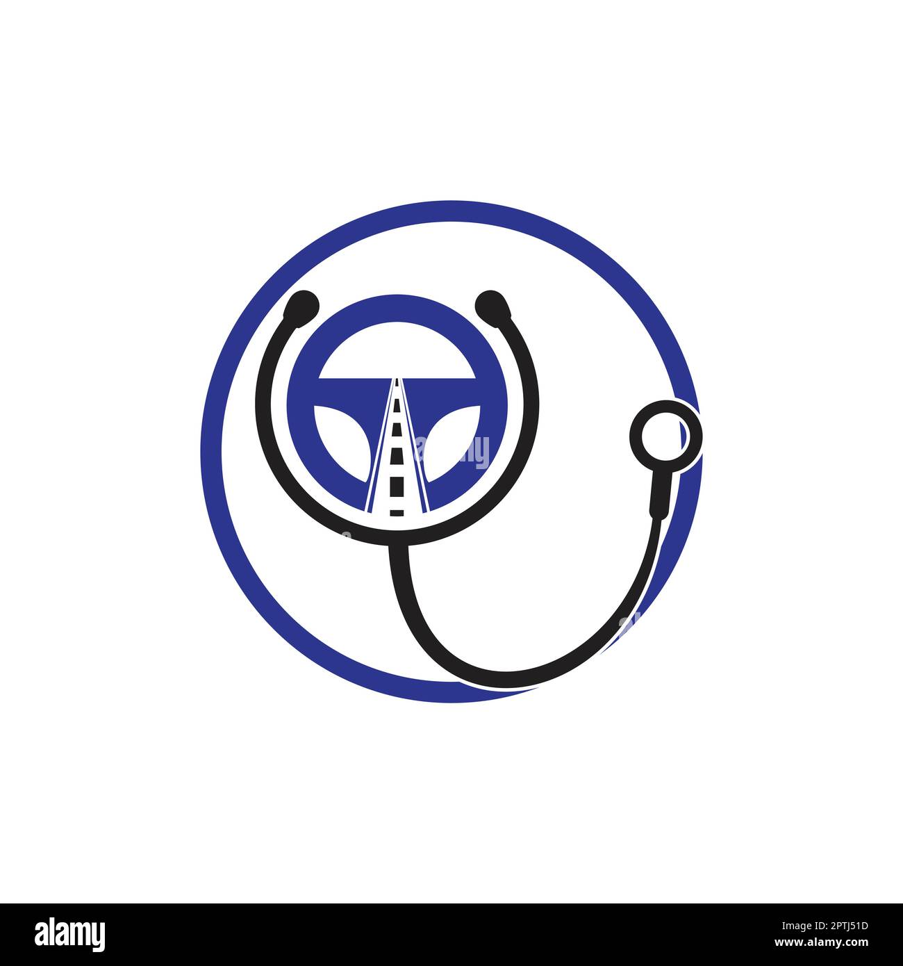 Driver medical vector logo design template. Steering with stethoscope