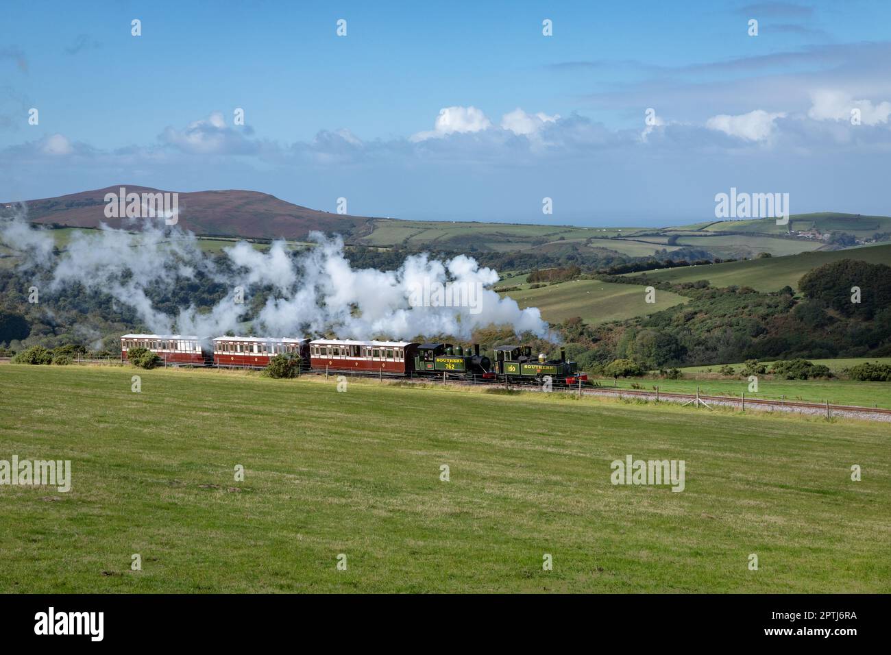 Steam locomotives Lyd and Lyn on the Lynton & Barnstaple Railway Stock Photo