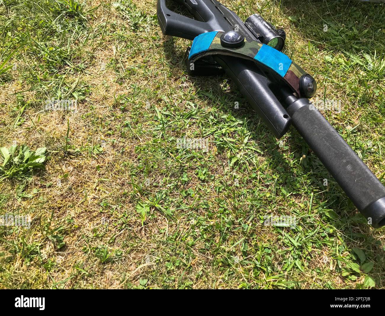 Black iron metal army military machine guns, small arms for soldiers with silencers, realistic