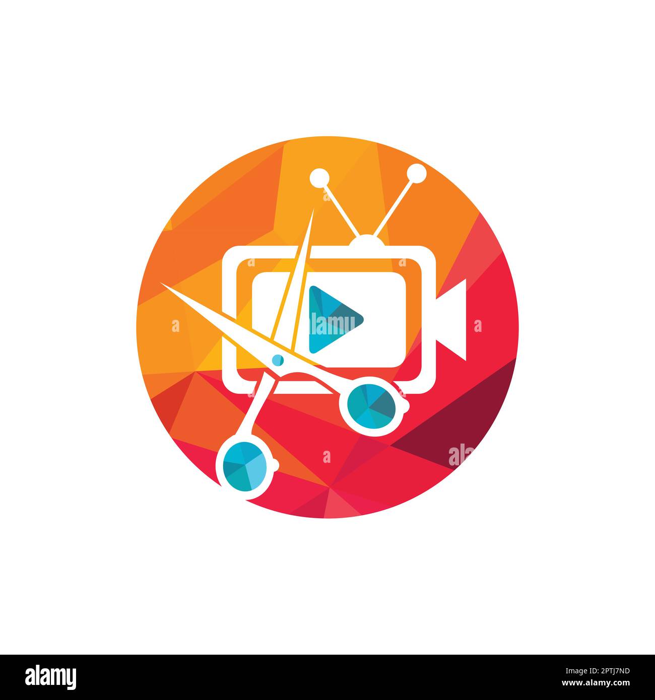 Movie film editor vector logo design. Video editing logo concept Stock