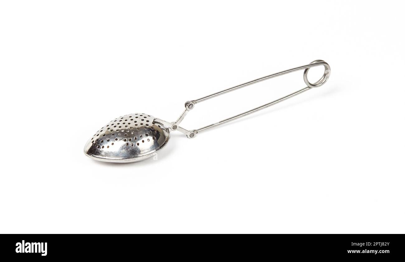 Tea strainer isolated on white background. Stainless tea strainer or
