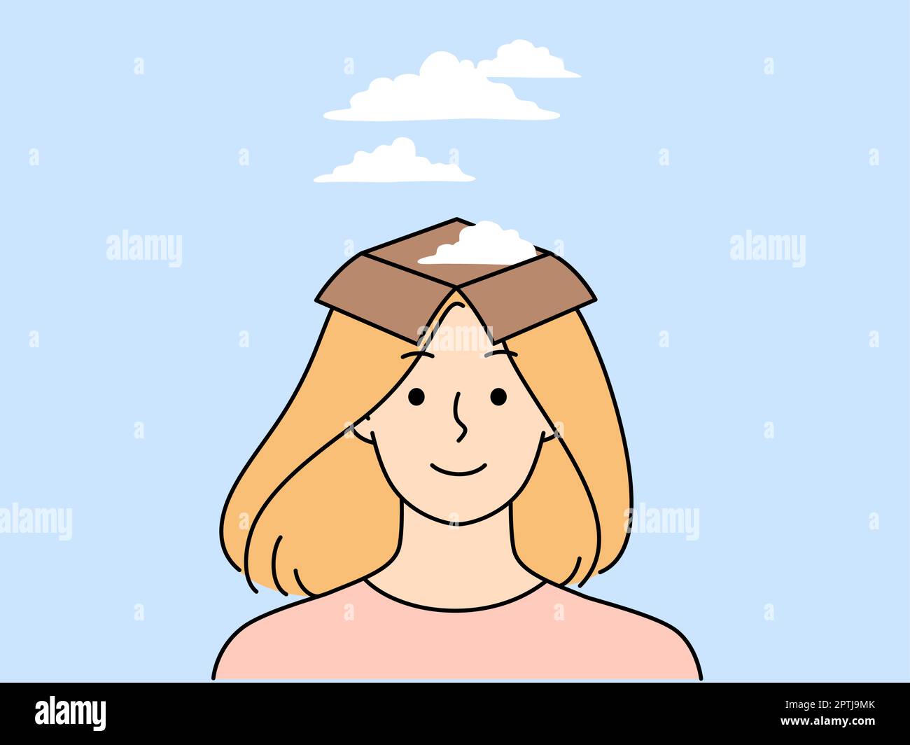 Smiling woman with open mind for inspiration Stock Vector