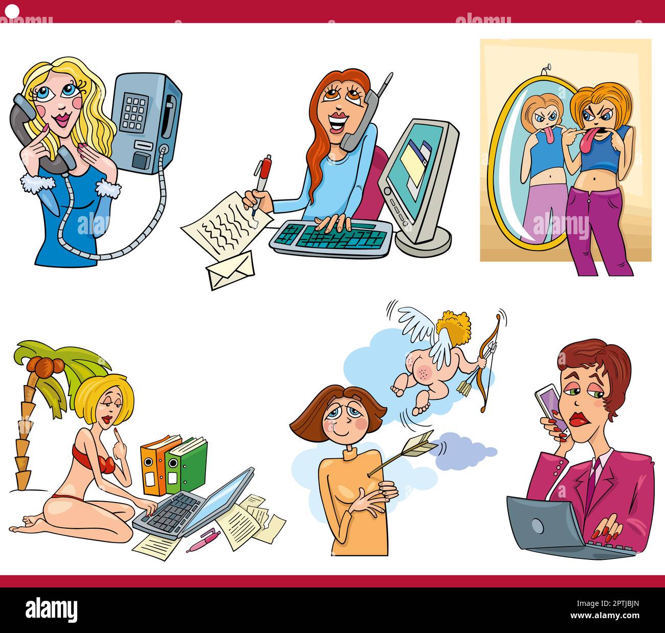 funny cartoon women characters caricature set Stock Vector Image & Art