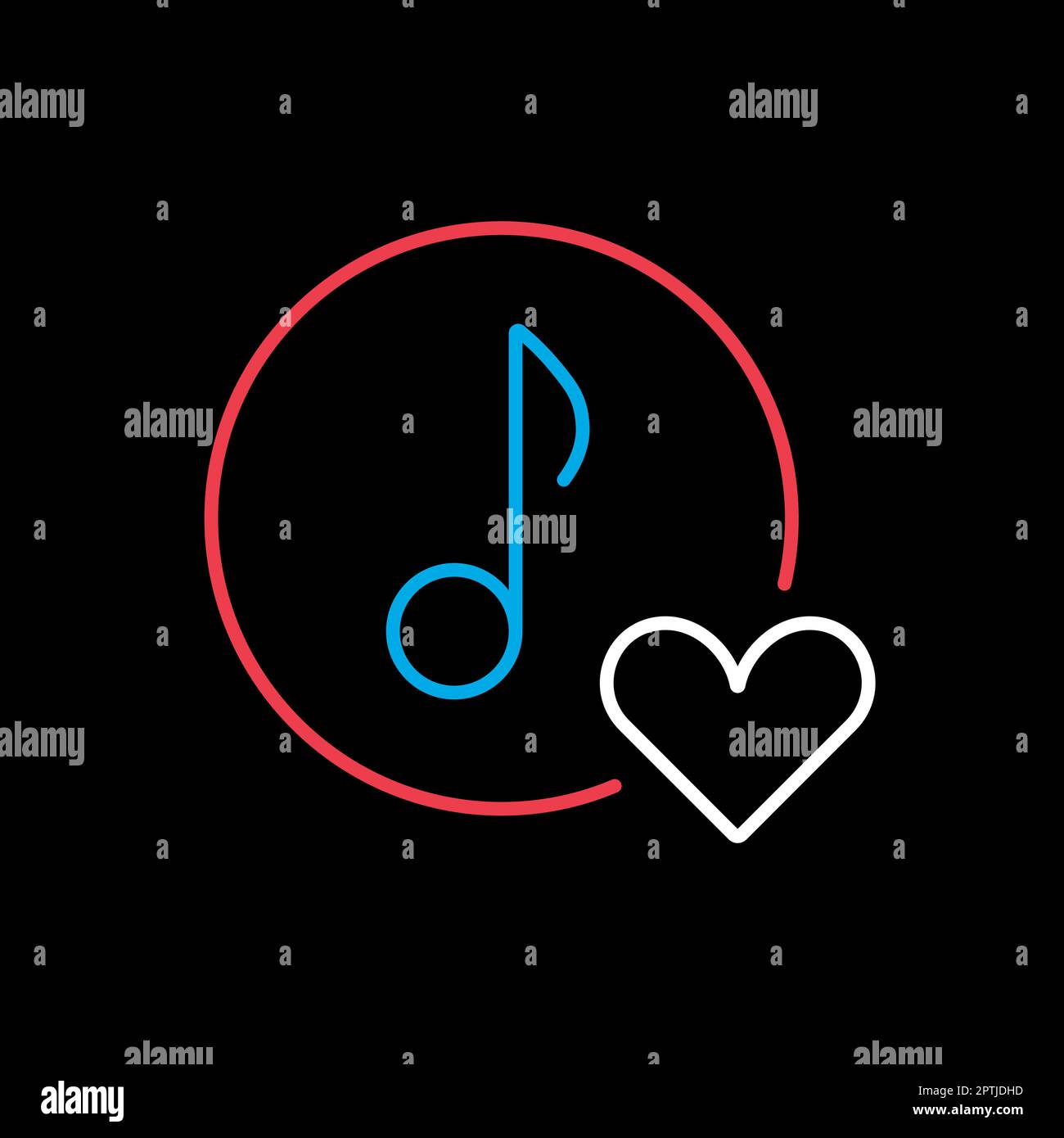 Musical note icon, music icon with heart sign Stock Vector Image & Art ...