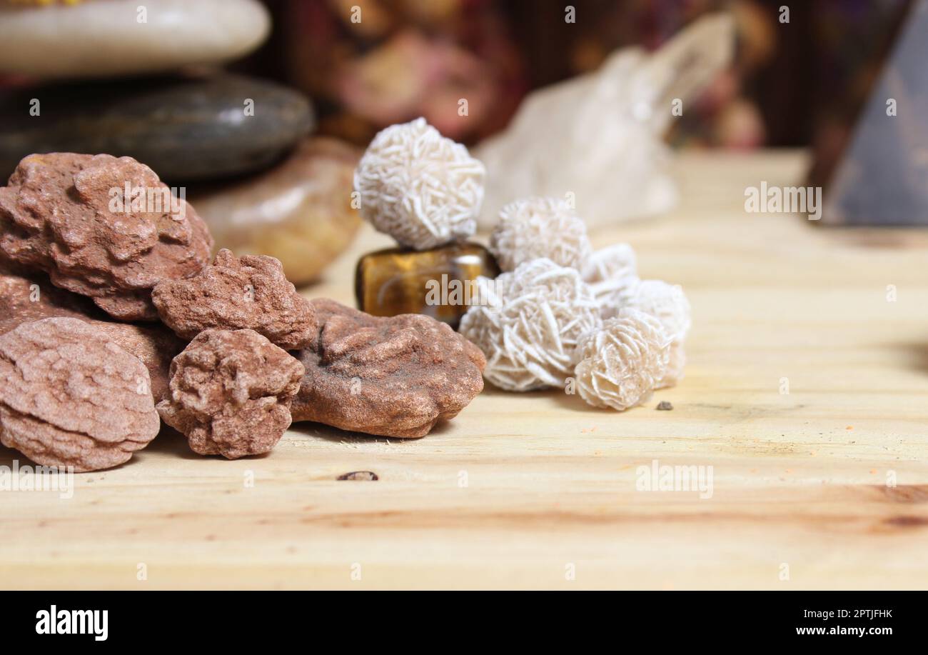 Desert Rose Rocks From Oklahoma on Meditation Altar Stock Photo - Alamy