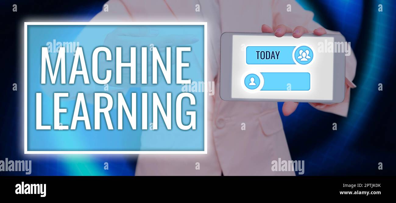 Machine Learning Signs Hand writing sign Machine Learning, Concept meaning the concept that a ...