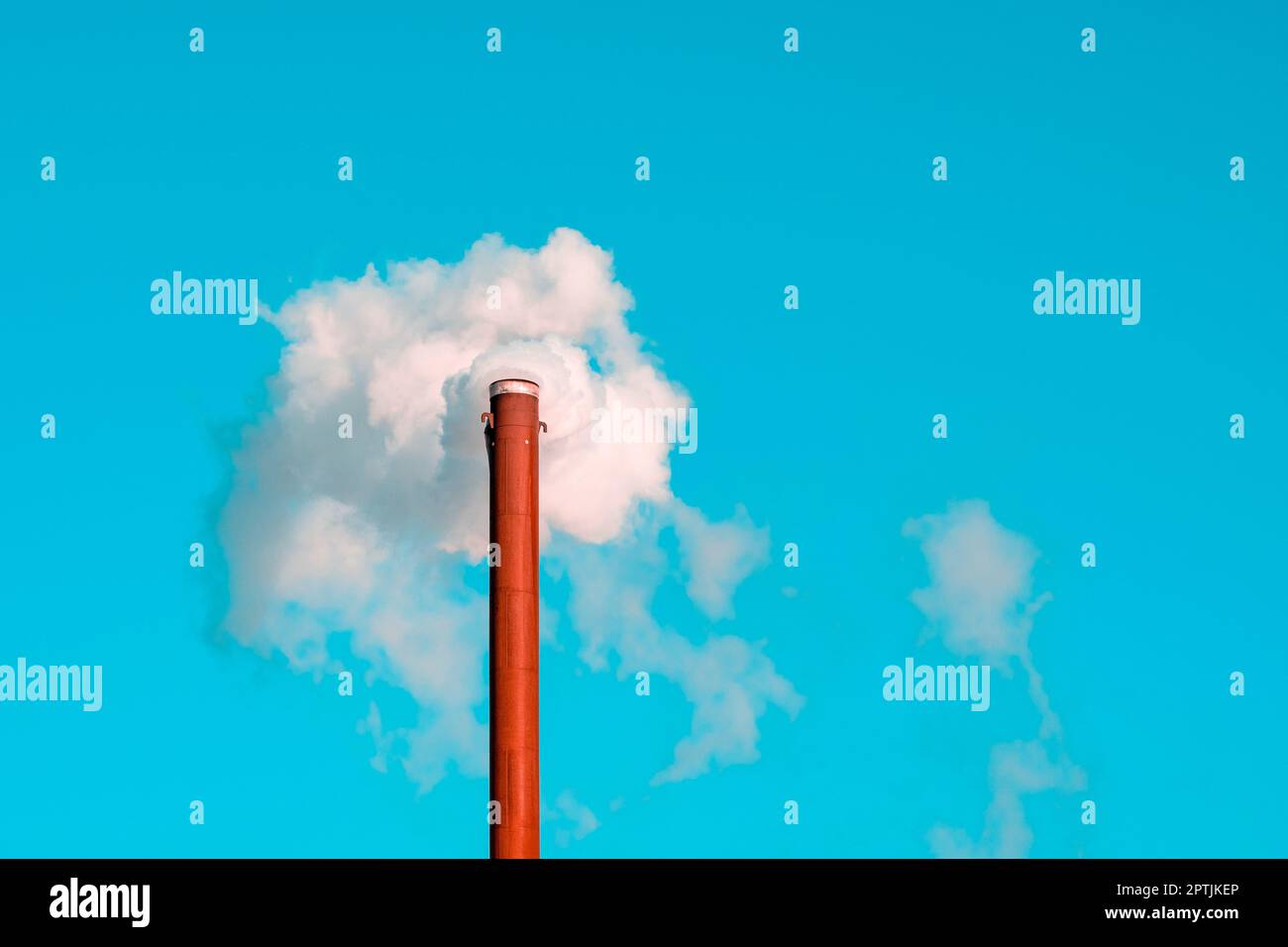 World pollution concept. Factory chimney blowing smoke from pipe in