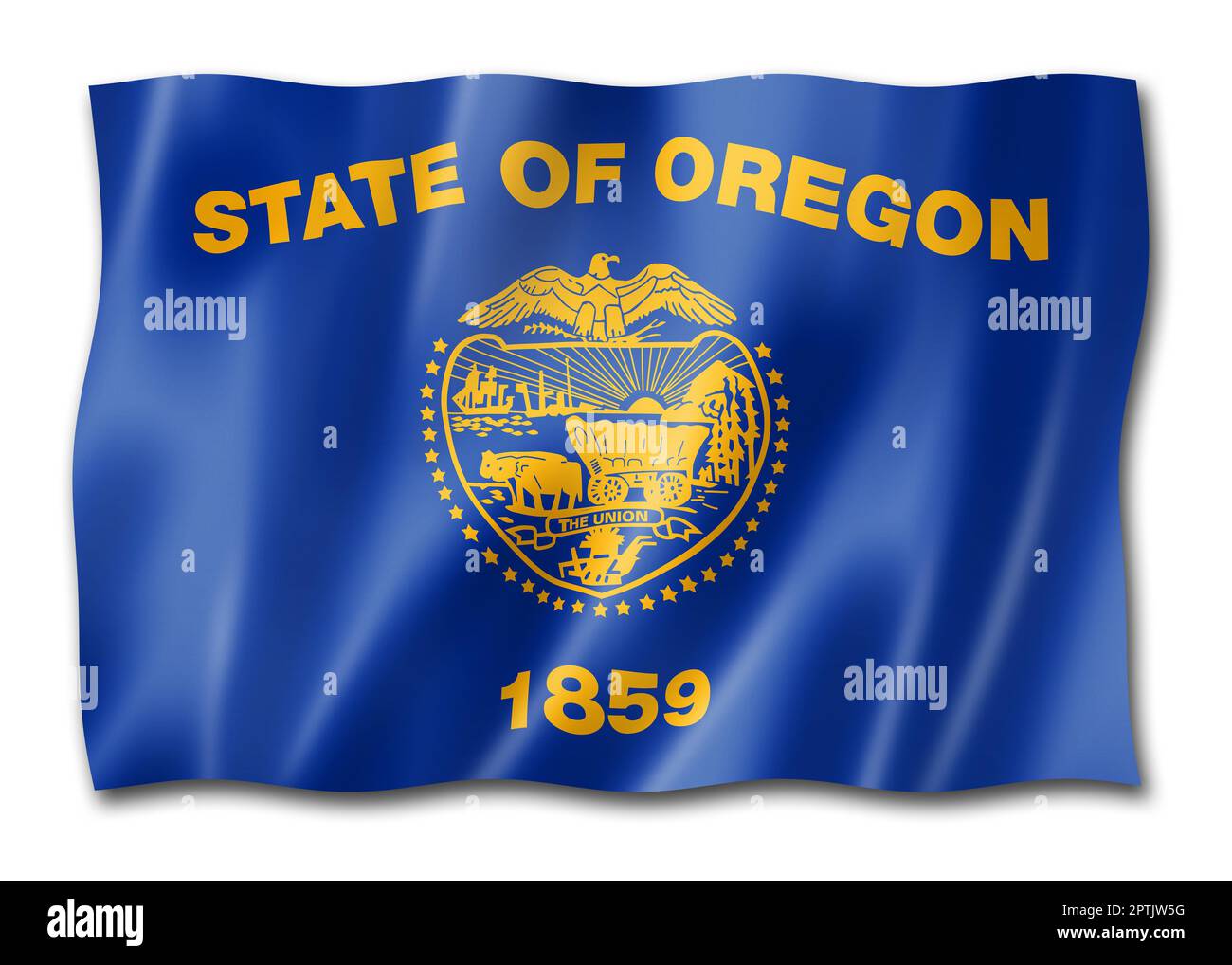 Oregon flag, united states waving banner collection. 3D illustration ...