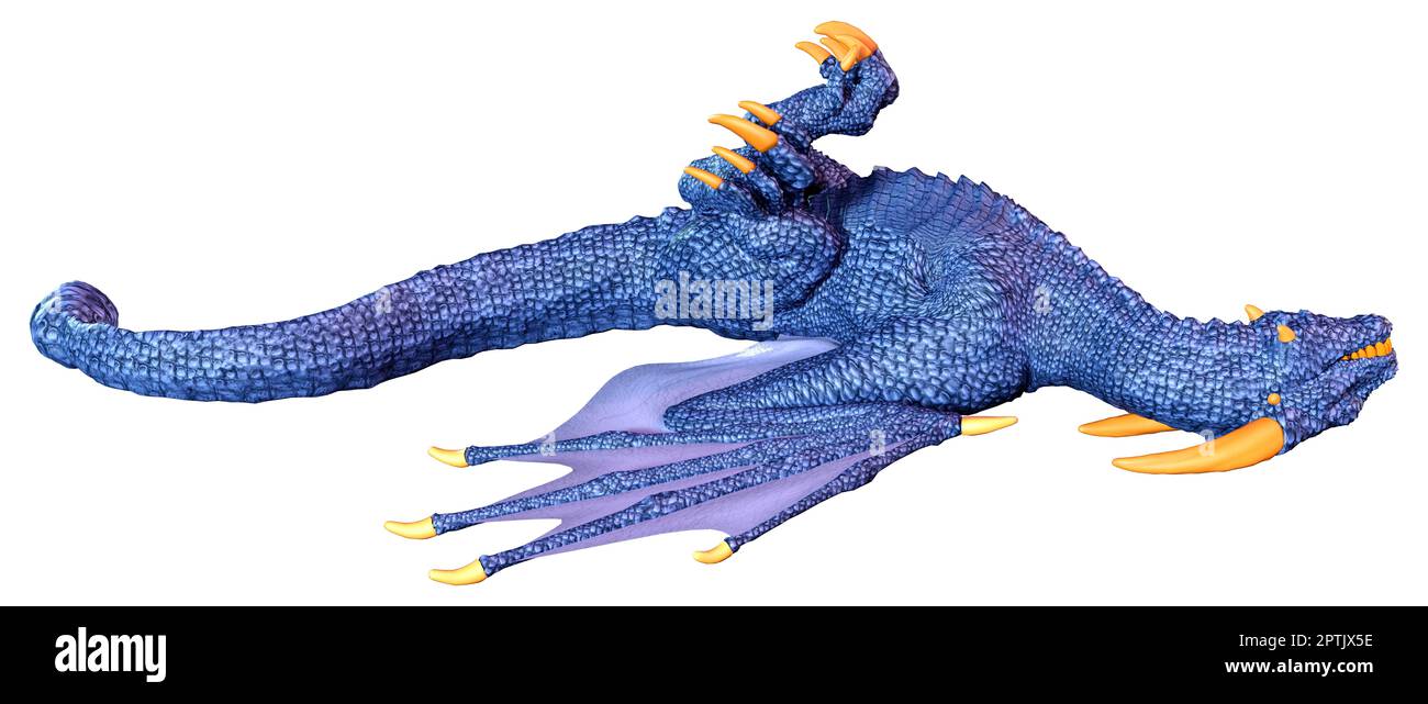 3D rendering of a fantasy dragon isolated on white background Stock ...