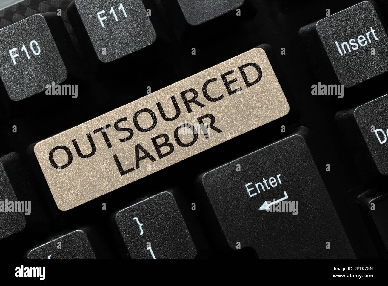 Handwriting text Outsourced Labor, Business overview jobs handled or getting done by external workforce Stock Photo