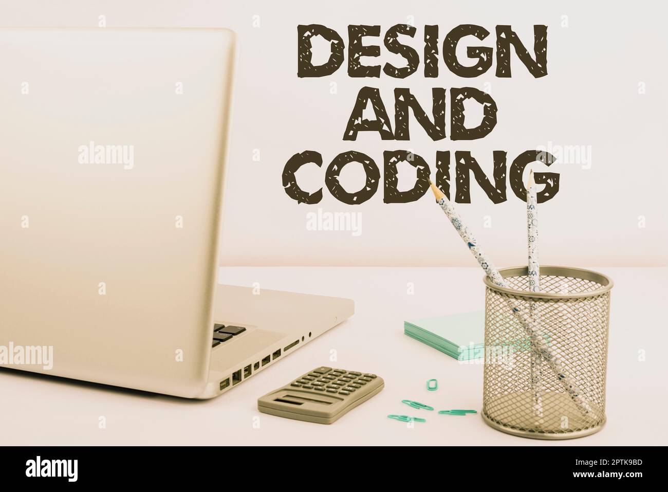 Conceptual display Design And Coding, Word for HTML and programming, Cross platform development website Stock Photo