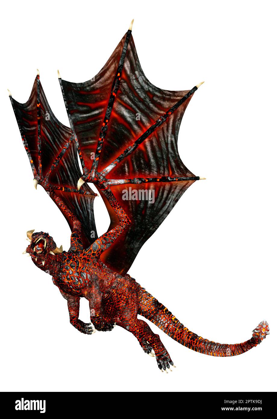 3D rendering of a fantasy dragon isolated on white background Stock ...