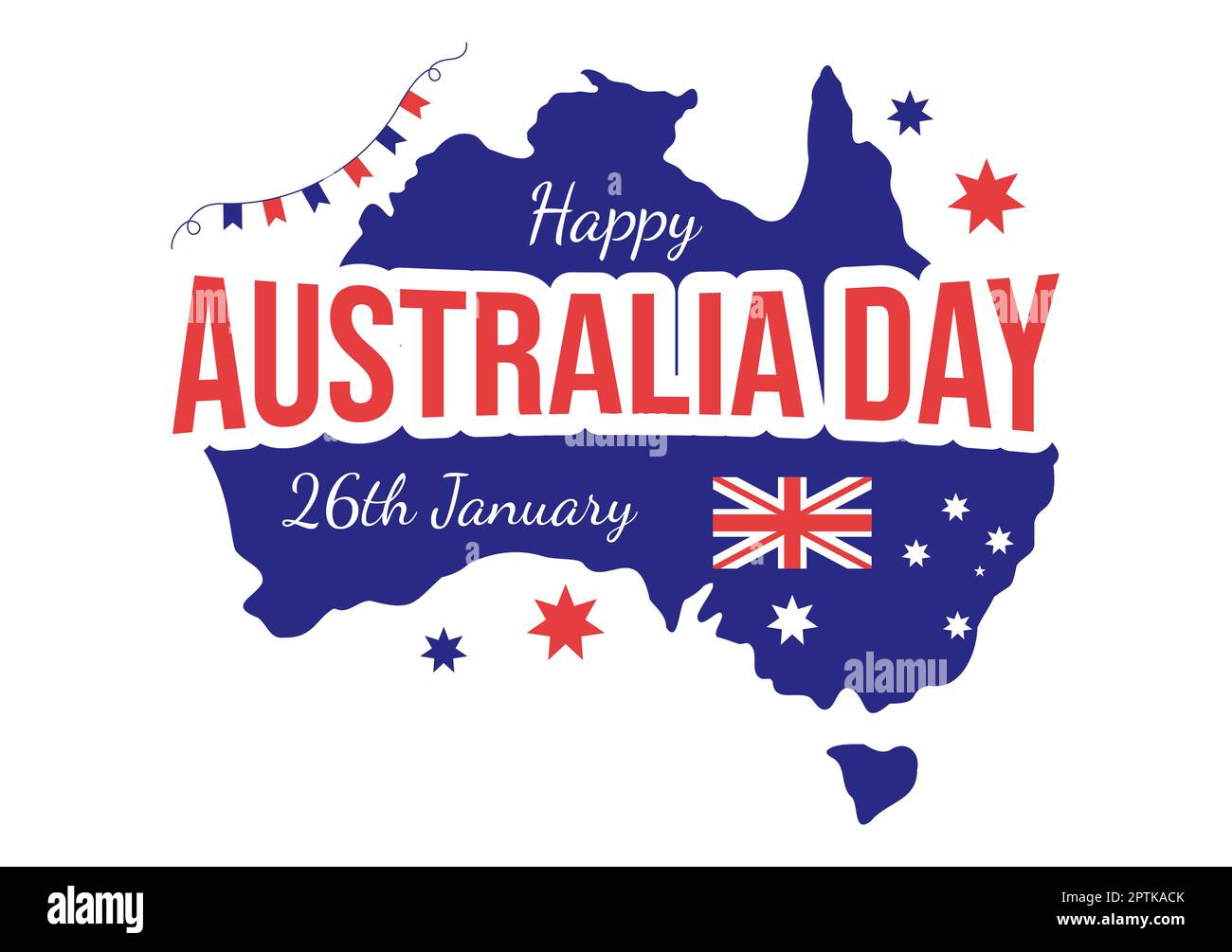 Happy Australia Day Observed Every Year on January 26th with Flags and Map to Diversity of