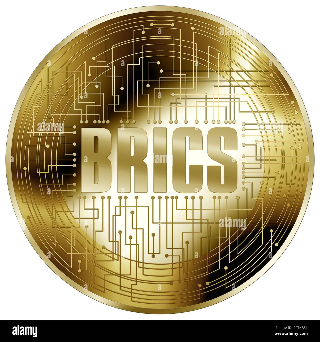 BRICS cryptocurrency fantasy gold token, illustration Stock Photo - Alamy