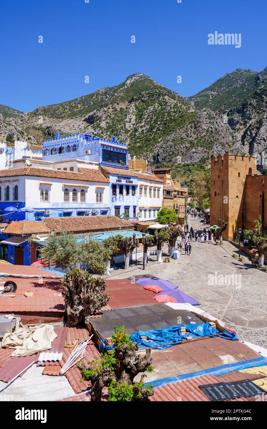 citadel-and-plaza-uta-el-hamman-chauen-morocco-africa-stock-photo