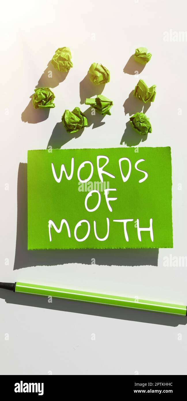 Writing displaying text Words Of Mouth, Word for simple statement can ...