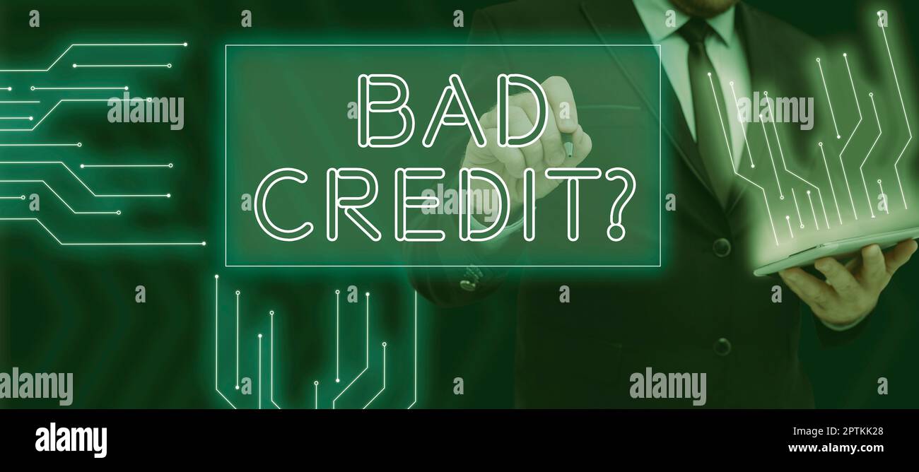 Handwriting text Bad Credit, Business showcase offering help after