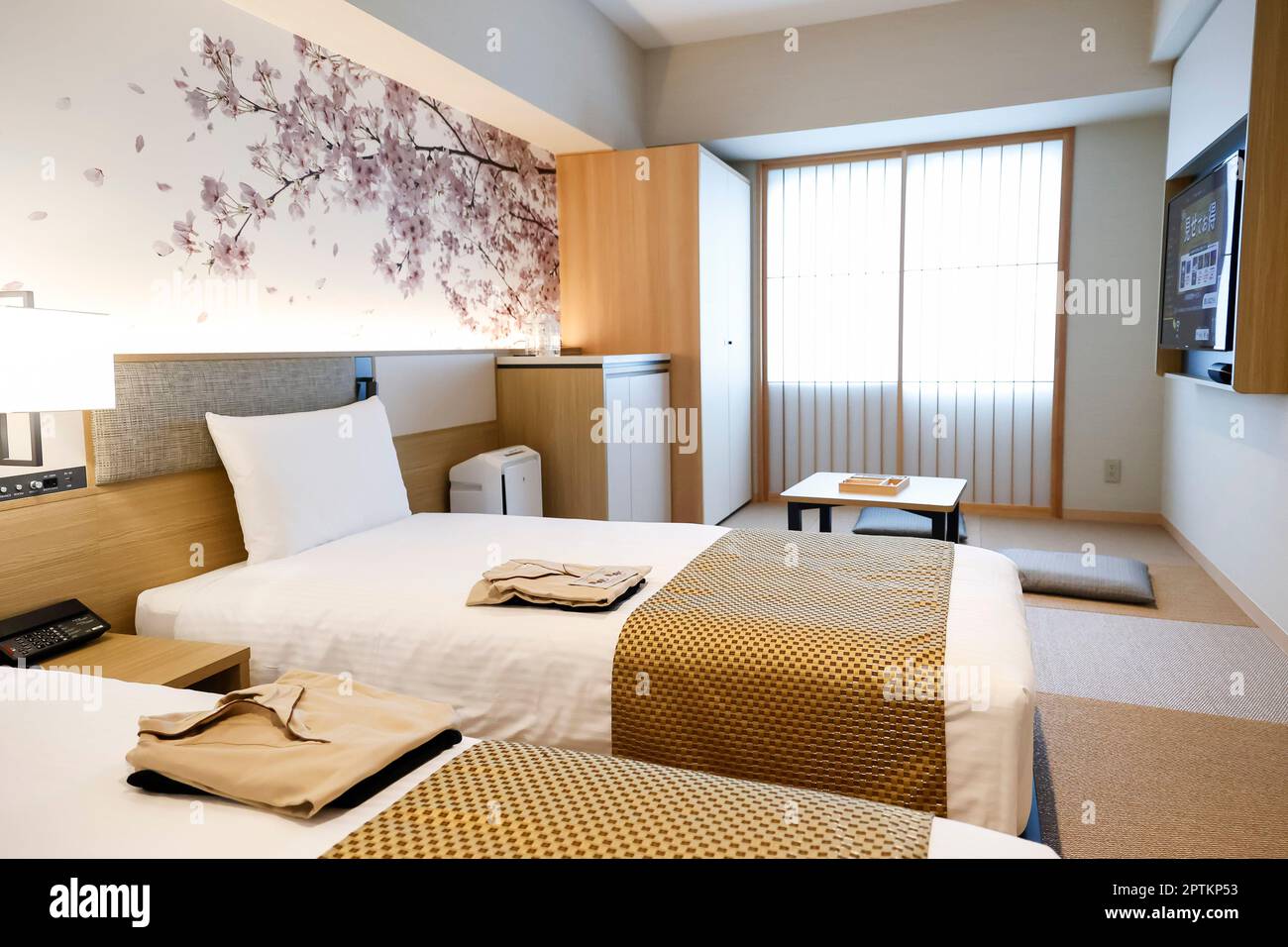 April 26, 2023, Tokyo, Japan A general view of a JapaneseWestern Style Deluxe guest room of