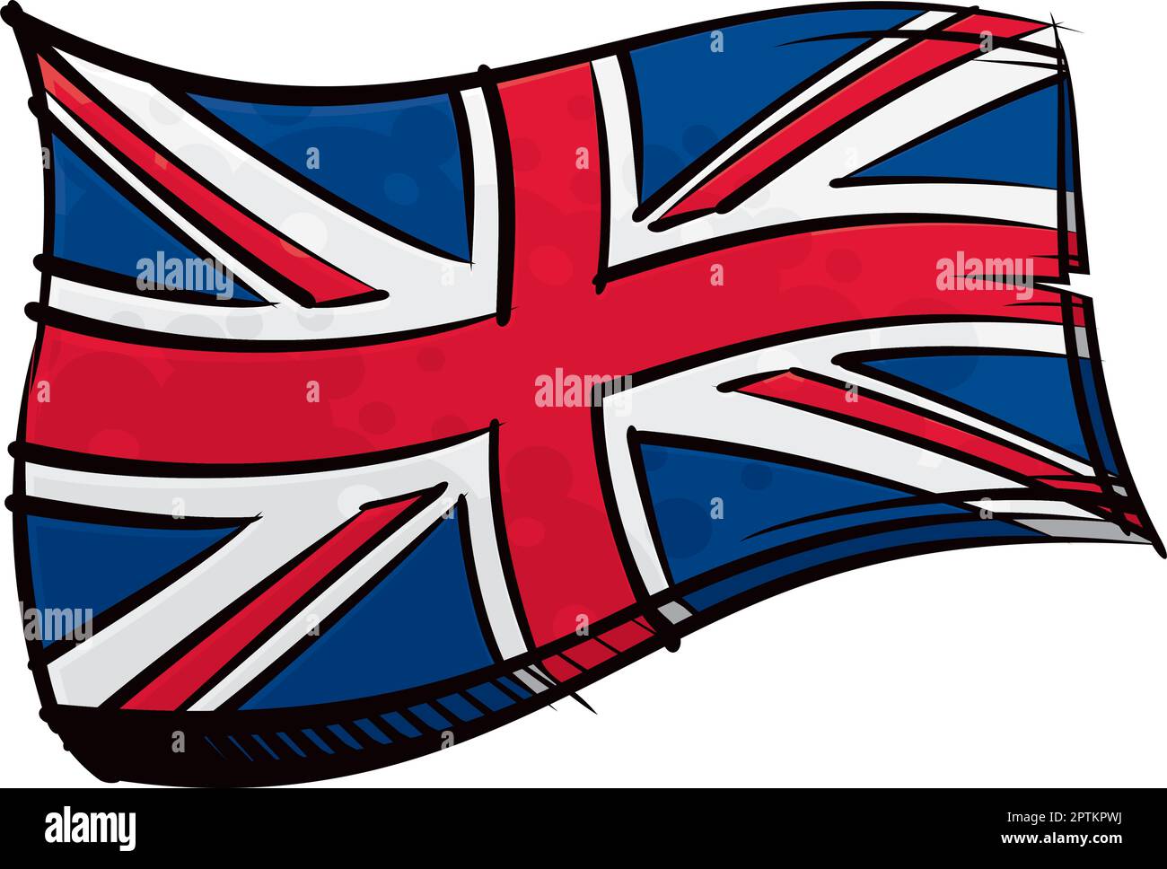 Painted United Kingdom flag waving in wind Stock Vector